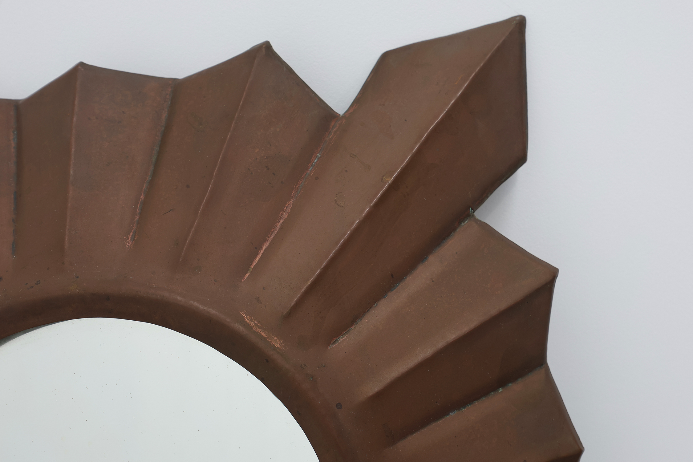  Art Deco sunburst mirror in red copper, France 1920sthumbnail